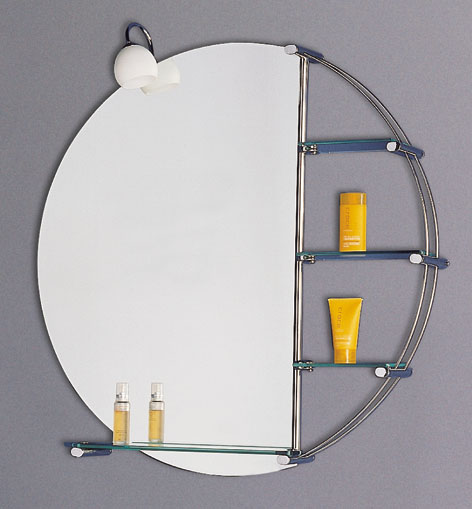 Larger image of Hudson Reed Bantry illuminated bathroom mirror with shelves.  800x800mm.