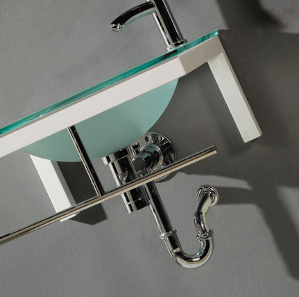 Example image of Lucy Helston wall hung glass basin set.