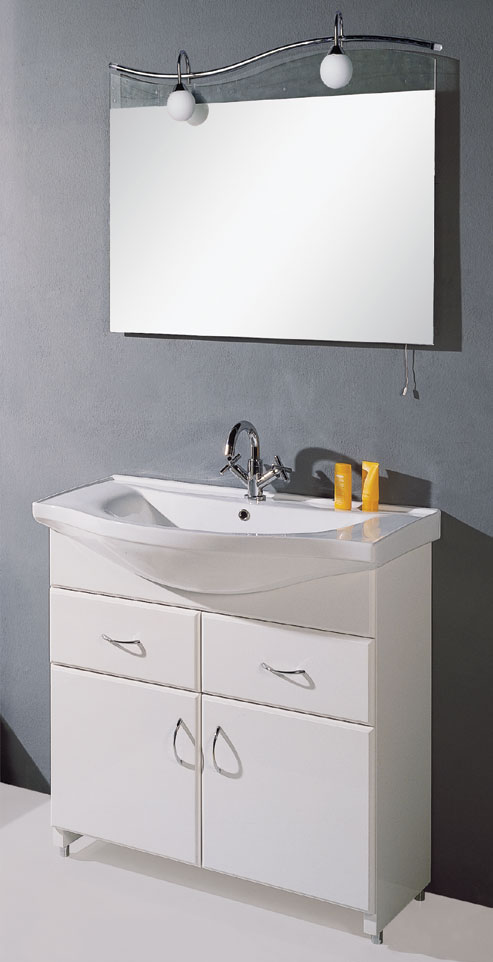 Larger image of Lucy Muros 800mm white vanity unit with one piece ceramic basin.