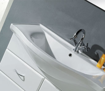 Example image of Lucy Muros 800mm white vanity unit with one piece ceramic basin.