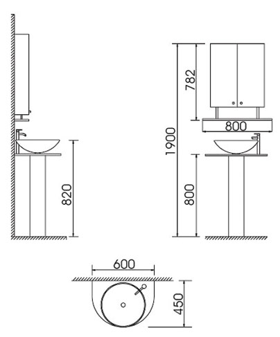 Technical image of Lucy Waterford glass basin set.