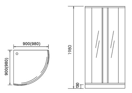 Technical image of Lucy Xert 900mm quadrant shower enclosure + tray