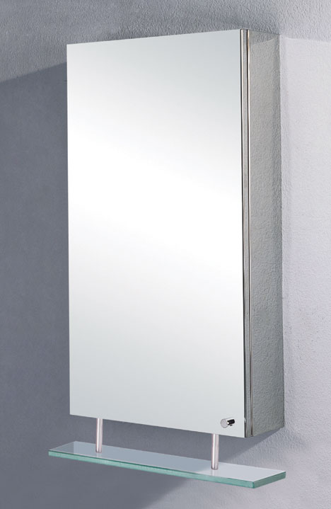 Larger image of Lucy Yate stainless steel bathroom cabinet.  500x782mm.