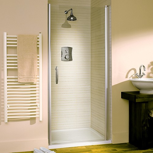 Larger image of Lakes Italia 700mm Semi-Frameless Pivot Shower Door (Silver).