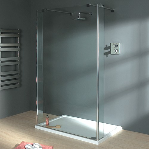 Larger image of Lakes Italia Wet Room Glass Shower Screen, 1000x1950. 800mm Arms.
