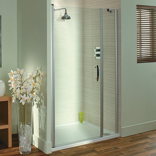 Larger image of Lakes Italia Pivot Shower Door & In-Line Glass Panel (1100mm).