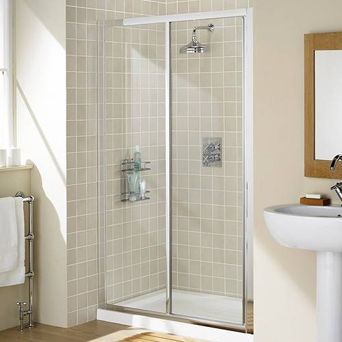 Larger image of Lakes Classic 1000mm Framed Slider Shower Door (Silver).