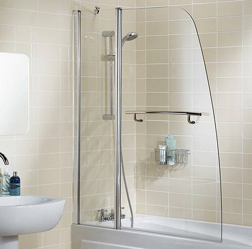 Larger image of Lakes Classic 1175x1400 Sculpted Bath Screen With Fixed Panel & Towel Rail.