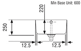 Technical image of Rangemaster Classic Beflast 1.0 Bowl Ceramic Sink. 595mm x 455mm.