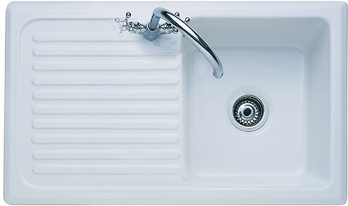 Larger image of Rangemaster Rustique 1.0 Bowl Ceramic Kitchen Sink, Left Hand Drainer.