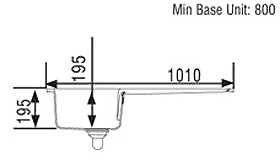 Technical image of Rangemaster Rustique 1.0 Bowl Ceramic Kitchen Sink, Left Hand Drainer.