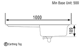 Technical image of Rangemaster Keyhole 1.0 Bowl Stainless Steel Kitchen Sink. Reversible.