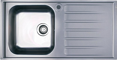 Larger image of Rangemaster Manhattan 1.0 Bowl Stainless Steel Sink, Right Hand Drainer.