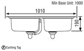 Technical image of Rangemaster Manhattan 2.0 Bowl Stainless Steel Kitchen Sink.