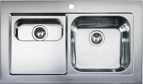 Larger image of Rangemaster Mezzo 1.5 Bowl Stainless Steel Sink, Left Hand Drainer.