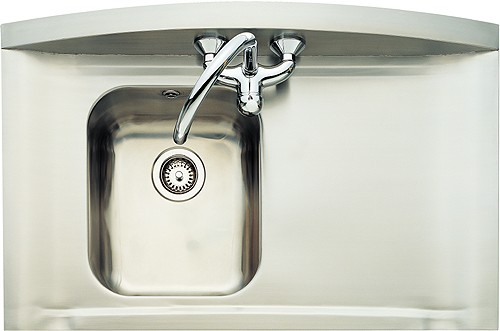 Larger image of Rangemaster Roma 1.0 Bowl Stainless Steel Sink, Right Hand Drainer.