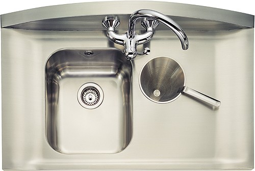 Larger image of Rangemaster Roma 1.25 Bowl Stainless Steel Sink, Right Hand Drainer. 665mm.