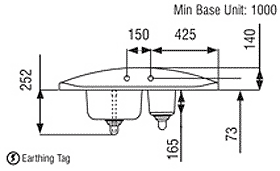 Technical image of Rangemaster Roma 1.25 Bowl Stainless Steel Sink, Right Hand Drainer. 665mm.