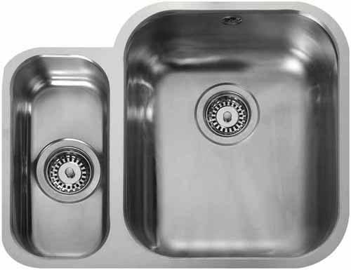 Larger image of Rangemaster Atlantic Undermount 1.5 Bowl Steel Sink, Left Hand Bowl.