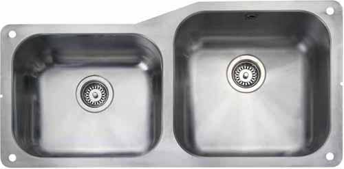 Larger image of Rangemaster Atlantic Undermount 1.75 Bowl Steel Sink, Left Hand Bowl.