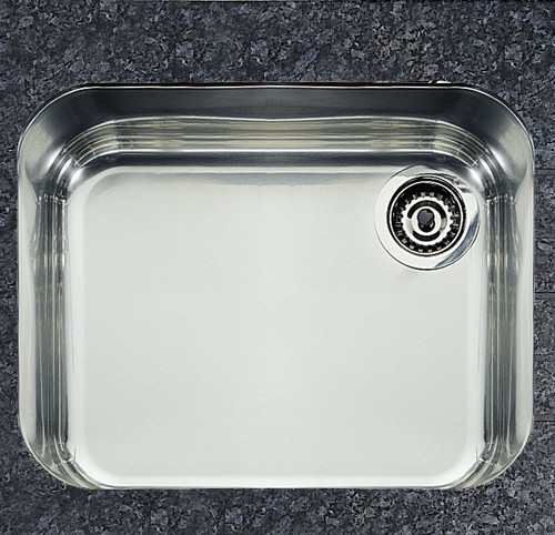 Larger image of Rangemaster Atlantic Undermount 1.0 Bowl Steel Sink, Right Hand Waste.