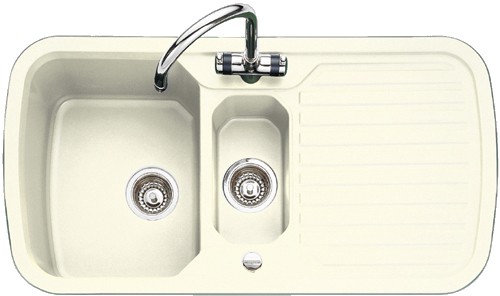 Larger image of Rangemaster RangeStyle 1.5 Bowl Cream Sink With Chrome Tap & Waste.