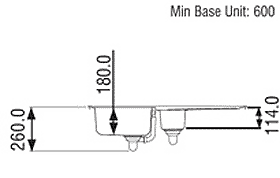 Technical image of Rangemaster RangeStyle 1.5 Bowl Cream Sink With Chrome Tap & Waste.