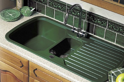 Example image of Rangemaster RangeStyle 1.5 Bowl Green Sink With Chrome Tap & Waste.