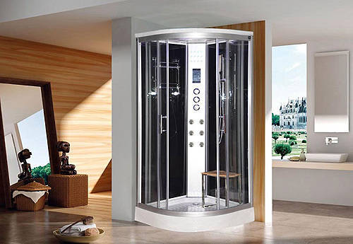 Example image of Lisna Waters Quadrant Shower Cabin 900x900mm (Black Sparkle Glass).