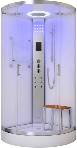 Example image of Lisna Waters Quadrant Steam Shower Enclosure 900x900mm (White Glass).