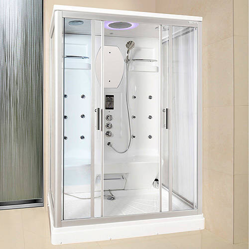 Larger image of Lisna Waters Rectangular Steam Shower Pod 1400x900mm (White).