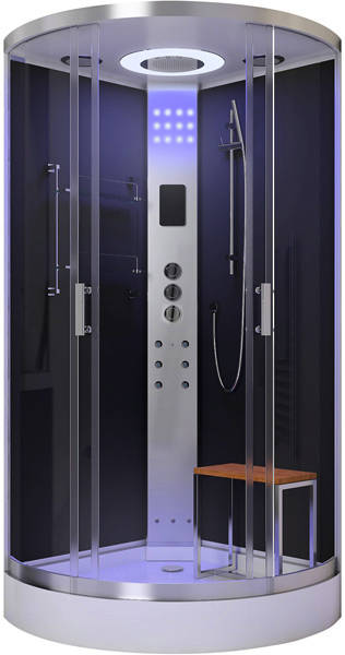Example image of Lisna Waters Quadrant Steam Shower Enclosure 800x800mm (Black Glass).