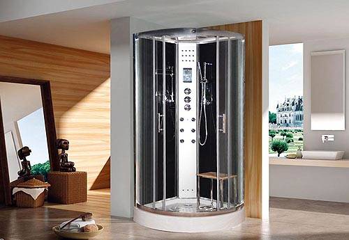 Example image of Lisna Waters Quadrant Steam Shower Enclosure 800x800mm (Black Glass).
