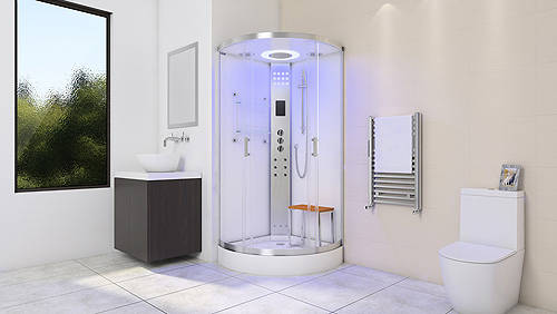 Example image of Lisna Waters Quadrant Steam Shower Enclosure 800x800mm (White Glass).