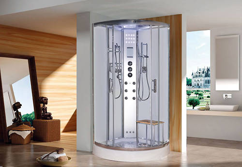 Example image of Lisna Waters Quadrant Steam Shower Enclosure 800x800mm (White Glass).