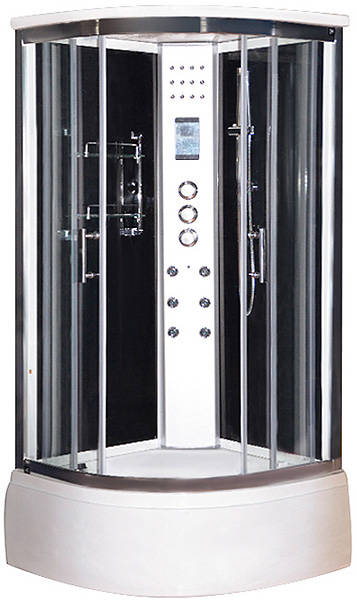 Example image of Lisna Waters Quadrant Steam Shower Enclosure 900x900mm (Black Glass).