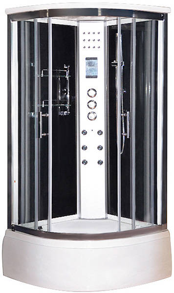 Example image of Lisna Waters Quadrant Steam Shower Enclosure 900x900mm (Black Glass).