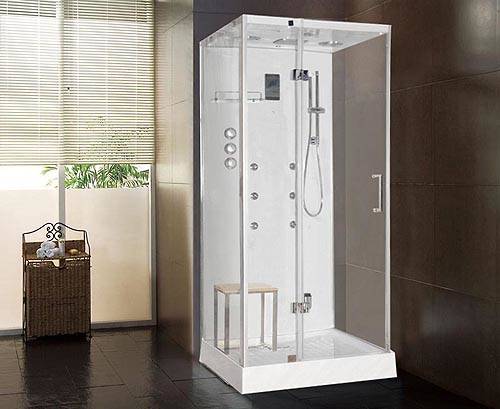 Example image of Lisna Waters Square Steam Shower Enclosure 900x900mm (White Glass).