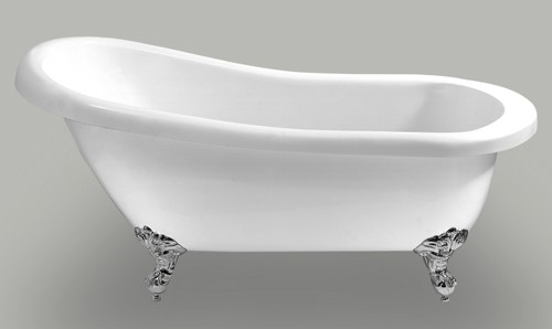 Example image of Matrix Baths Buckingham slipper roll top bath with claw feet. 1700mm.