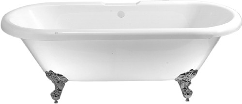 Larger image of Matrix Baths Windsor double ended roll top bath with claw feet. 1800mm.