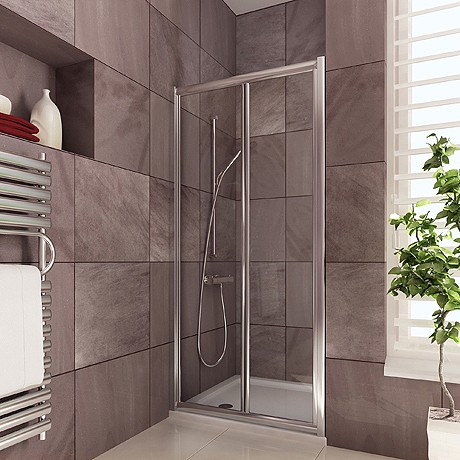 Larger image of Matrix Enclosures Infinity Bi-Fold Shower Door With 8mm Thick Glass, 760mm.