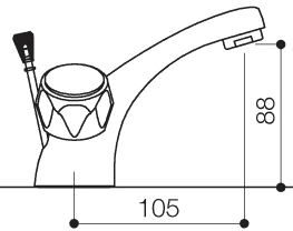 Technical image of Mayfair Alpha Mono Basin Mixer Tap With Pop Up Waste (Chrome).