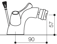 Technical image of Mayfair Alpha Mono Bidet Mixer Tap With Lever Handles & Pop Up Waste.