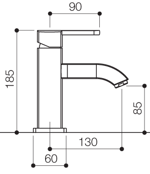 Technical image of Mayfair Arch Mono Basin Mixer Tap With Click-Clack Waste (Chrome).