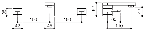 Technical image of Mayfair Cielo 3 Tap Hole Bath Filler Tap (Chrome).