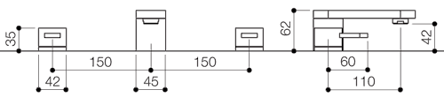 Technical image of Mayfair Cielo 3 Tap Hole Basin Mixer Tap With Click-Clack Waste (Chrome).