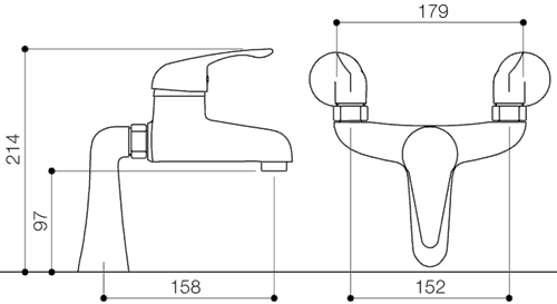 Technical image of Mayfair Cosmos Bath Filler Tap (Chrome).