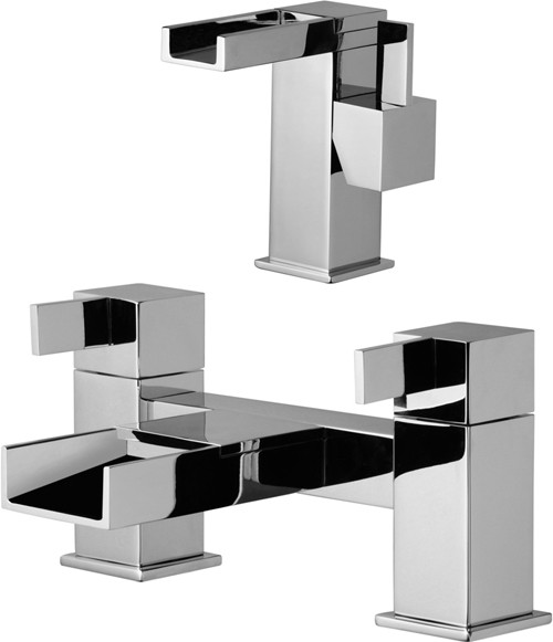 Larger image of Mayfair Dream Waterfall Basin Mixer & Bath Filler Tap Set (Chrome).