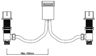 Technical image of Mayfair Dream 3 Tap Hole Waterfall Bath Filler Tap (Chrome).