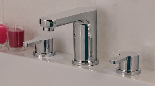 Example image of Mayfair Eion 3 Tap Hole Basin Tap With Click Clack Waste (Chrome).